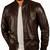 Men's real genuine brown leather casual style bomber jacket