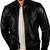 Men's black real genuine leather casual style bomber jacket