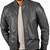 Men's grey leather genuine lambskin casual style bomber jacket