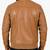Men's tan leather real genuine casual style bomber jacket