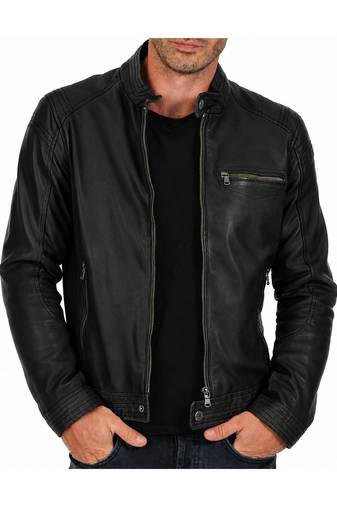 Men's cafe racer genuine leather black jacket iconic look