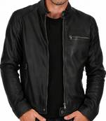 Men's cafe racer genuine leather black jacket iconic look