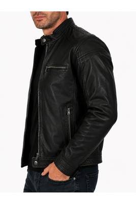 Men's cafe racer genuine leather black jacket iconic look 2