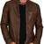 Men's cafe racer brown leather biker jacket urban fashion