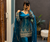 teal color embroidery sequin work satin silk blend kurti palazzo set