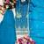 teal color embroidery sequin work satin silk blend kurti palazzo set