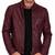Men's burgundy leather genuine premium finish cafe racer jacket