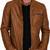 Men's tan leather real lambskin vintage style cafe racer jacket