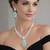 mint green teardrop cz jewellery set  silver finish bridal necklace earrings