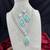 mint green teardrop cz jewellery set  silver finish bridal necklace earrings
