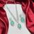 mint green teardrop cz jewellery set  silver finish bridal necklace earrings