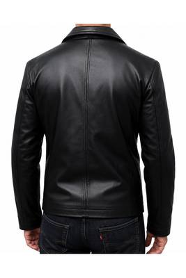Men's black leather handcrafted real lambskin casual jacket 3