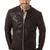 Men's brown leather street style real lambskin cafe racer jacket