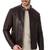 Men's brown leather street style real lambskin cafe racer jacket