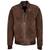 Men's brown genuine leather timeless style bomber jacket