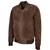 Men's brown genuine leather timeless style bomber jacket