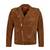 Men's brown suede leather motorcycle style biker jacket