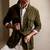 Men's olive green suede leather smart casual belt style coat jacket