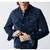 Men's navy blue suede leather iconic look button style trucker jacket