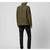 Men's olive green leather coat signature genuine look  buttoned jacket