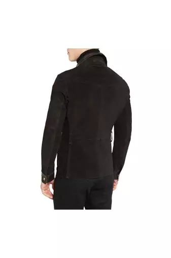 Men's brown leather flap pocket style jacket premium finish