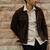 Men's genuine suede leather casual style brown jacket
