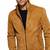 Men's brown suede leather modern fit bomber jacket
