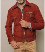 Men's tan suede leather real lambskin handcrafted biker jacket