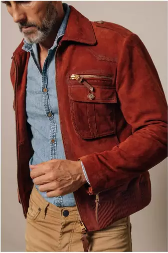 Men's tan suede leather real lambskin handcrafted biker jacket