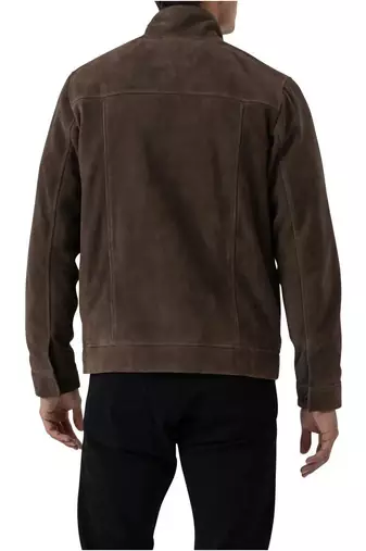 Men's brown suede leather tailored look cafe racer biker jacket