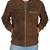 Men's brown suede leather motorcycle style bomber jacket