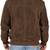 Men's brown suede leather motorcycle style bomber jacket