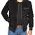 Men's black suede leather minimal design bomber jacket