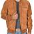 Men's tan suede leather smart casual bomber biker jacket
