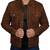 Men's brown suede leather designer style cafe racer trucker jacket