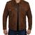 Men's brown suede leather designer style cafe racer trucker jacket
