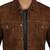 Men's brown suede leather designer style cafe racer trucker jacket