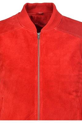 Men red suede leather iconic look bomber biker jacket 2