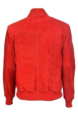 Men red suede leather iconic look bomber biker jacket 4