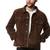 Men's brown suede leather signature look trucker biker jacket