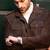 Men's brown suede leather buttoned classic design jacket