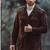 Men's brown suede leather buttoned classic design jacket