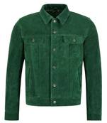 Men's green suede leather fashion outerwear button moto jacket