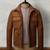 Men's brown suede leather casual button style casual jacket