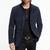 Men's suede leather navy blue casual button style  coat jacket