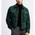 Men's green leather modern fit button style shirt jacket