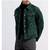 Men's green leather modern fit button style shirt jacket