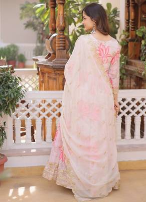 Digital print & embroidered russian silk gown & dupatta 2