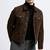 Men's brown suede leather handcrafted button style trucker jacket