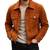 Men's brown suede leather street style trucker jacket